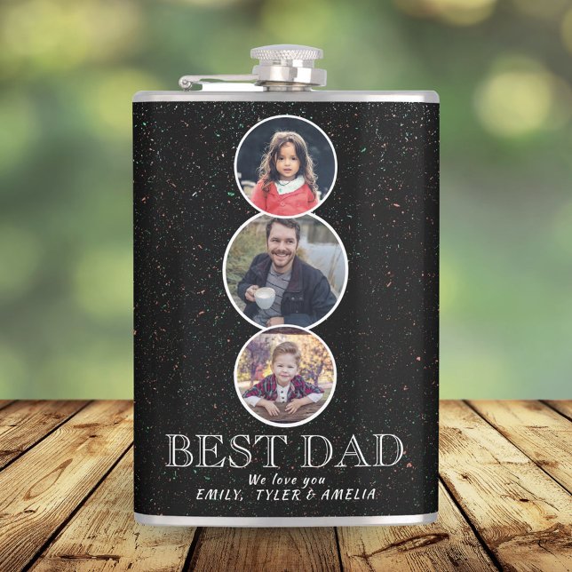 Best Dad Father`s Day 3 Oval Photo Collage Hip Flask (Creator Uploaded)