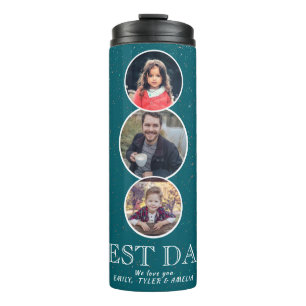 Best Dad Father`s Day 3 Oval Photo Collage Thermal Tumbler