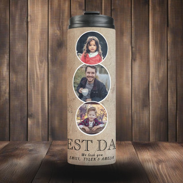 Best Dad Father`s Day 3 Oval Photo Collage Thermal Tumbler (Creator Uploaded)