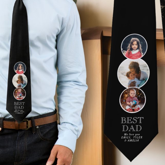 Best Dad Father`s Day 3 Oval Photo Collage Tie (Creator Uploaded)