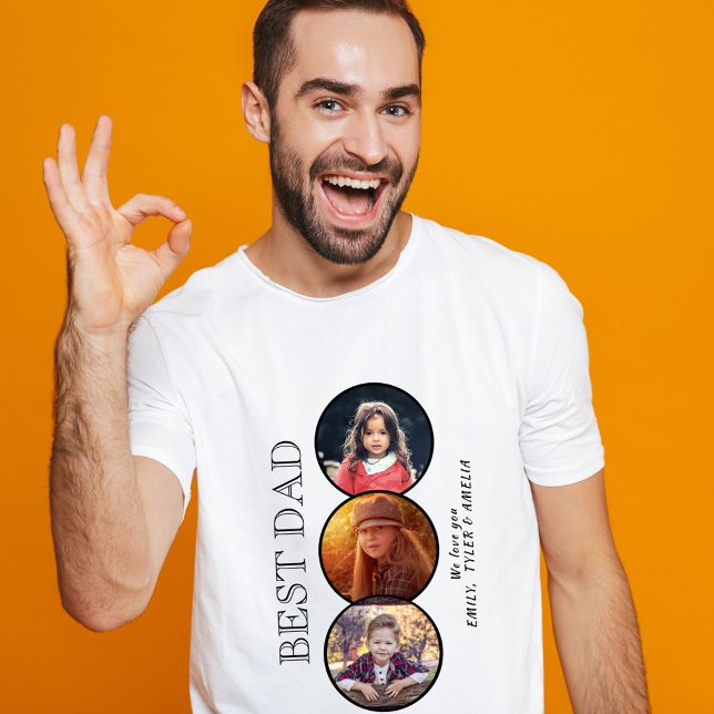 Best Dad Father`s Day 3 Oval Photo Collage Tri-Blend Shirt (Creator Uploaded)