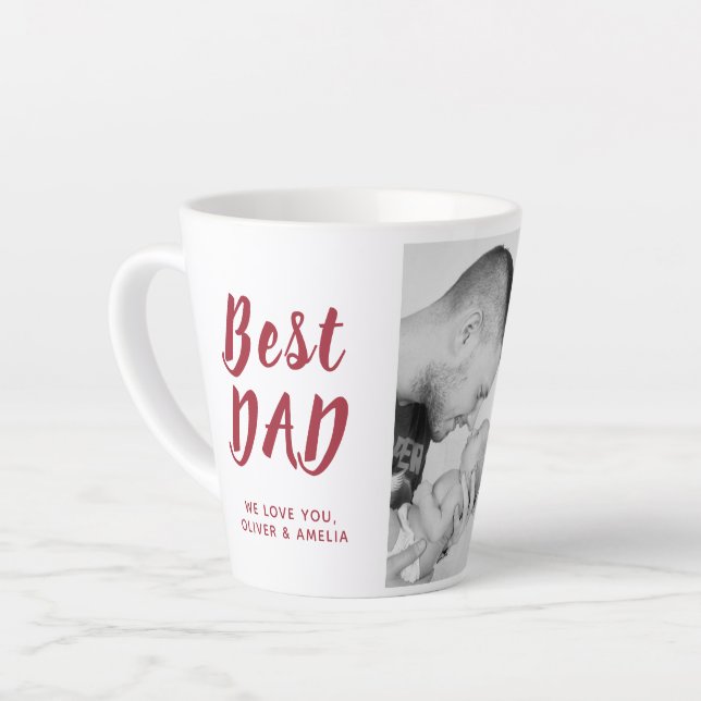 Best Dad Father`s Day Family 2 Photo Collage Latte Mug (Left Angle)