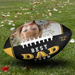 Best Dad Father Yellow Black Photo Football<br><div class="desc">Best Dad Father Yellow Black Photo Football. Add your photo and names. The text is modern white and yellow typography on a black with yellow stripes. Sweet keepsake for a dad.</div>