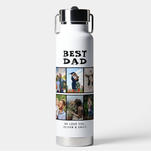 Best Dad Father's Day 6 Photo  Water Bottle (Front)