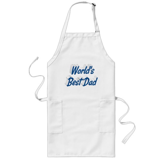 Best Dad Fathers Day sea blue text Long Apron (Front)