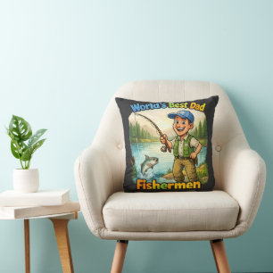 Best Dad Fisherman by the Lake Funny Gift Idea Cushion