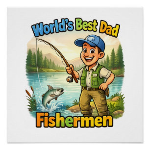 Best Dad Fisherman by the Lake Funny Gift Idea Poster