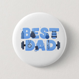 Best Dad Fitness Workout Gym Father's Day 6 Cm Round Badge