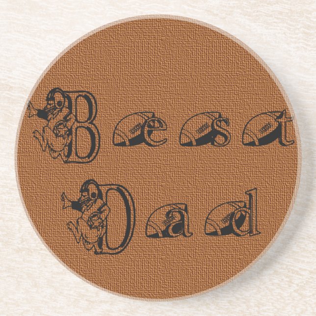 Best Dad Football Text Coaster (Front)