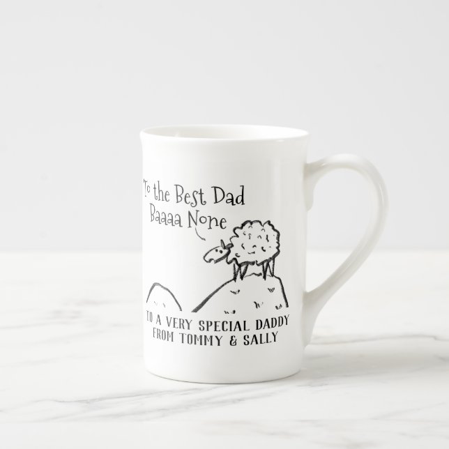 Best Dad Funny Sheep Saying a Pun Bone China Mug (Right)