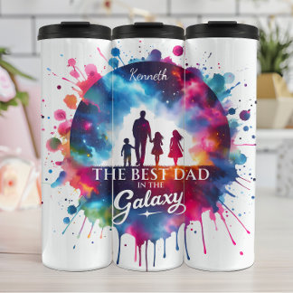 Best Dad: Galaxy Family Silhouette Thermal Tumbler
