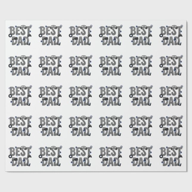 BEST DAD Gaming Dad Graphic  Wrapping Paper (Flat)