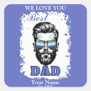 Best Dad Gay Flag Colours Father's Day Gift Square Sticker