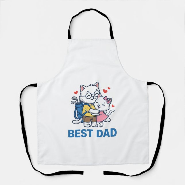 Best Dad Golf Cat Hug Cute Vector Design_1 Apron (Front)