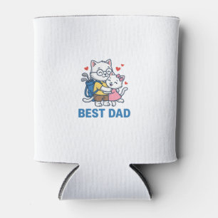 Best Dad Golf Cat Hug Cute Vector Design_1 Can Cooler