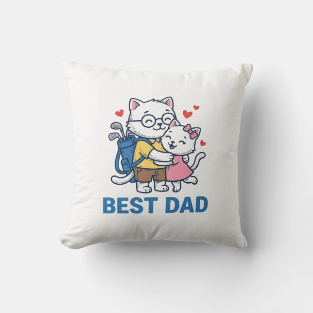Best Dad Golf Cat Hug Cute Vector Design_1 Cushion (Front)