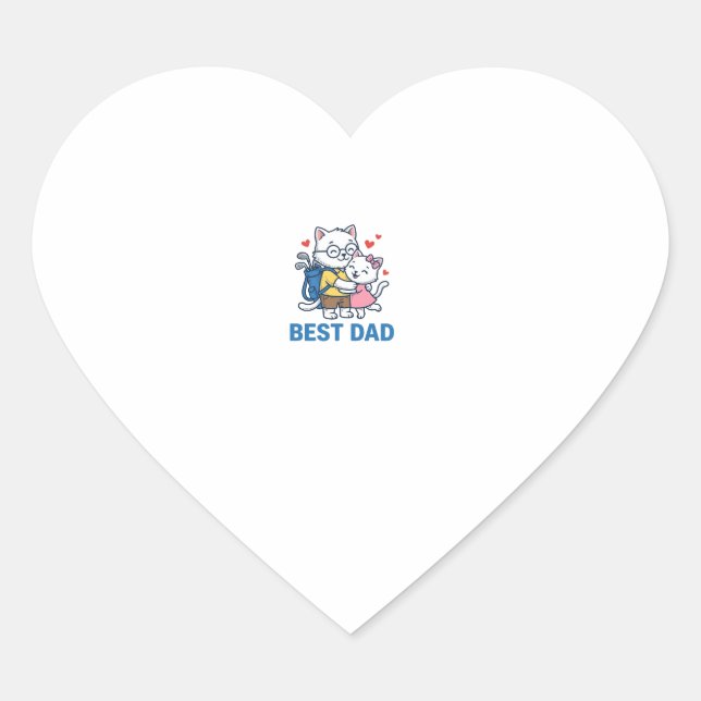 Best Dad Golf Cat Hug Cute Vector Design_1 Heart Sticker (Front)