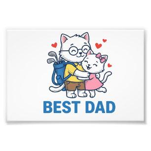 Best Dad Golf Cat Hug Cute Vector Design_1 Photo Print