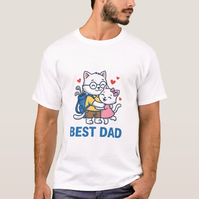 Best Dad Golf Cat Hug Cute Vector Design_1 T-Shirt (Front)
