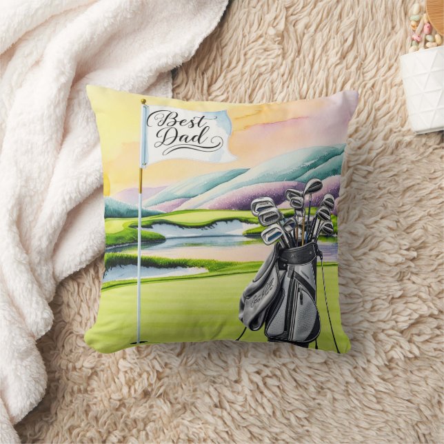Best Dad Golf Flag  Father's Day Golf Course  Cushion (Blanket)