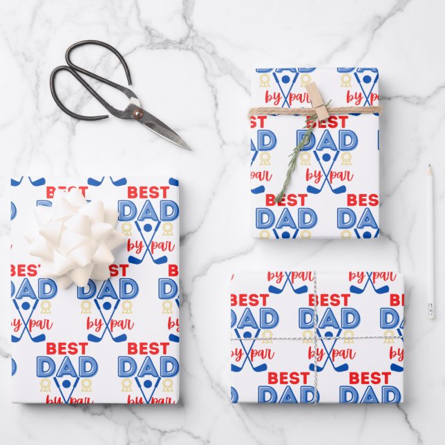 Best Dad Golf Wrapping Paper Flat Sheet Set of 3 (Front)