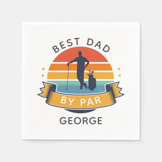 Best Dad Golfing Sports Father Birthday Gag Napkin (Front)