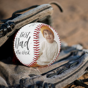 Best Dad   Hand Lettered Two Photo Collage Baseball