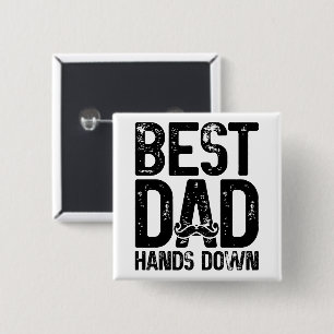 Best Dad Hands Down Dad Joke Moustache Lover 15 Cm Square Badge