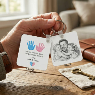 Best Dad Hands Down Watercolor Handprints Custom K Key Ring