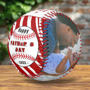 Best Dad Happy Father`s Day Red Stripes 2 Photo Baseball