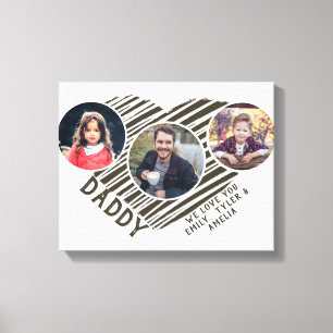 Best Dad Heart Father`s Day 3 Photo Collage Canvas Print
