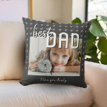 Best Dad Heart Pattern Grey Photo Father`s Day  Cushion<br><div class="desc">Best Dad Heart Pattern Grey Photo Father`s Day Throw Pillow. Modern typography and script on grey background with a hearts pattern. Add your photo and your names. Sweet keepsake for a father for Father`s Day,  birthday or Christmas.</div>