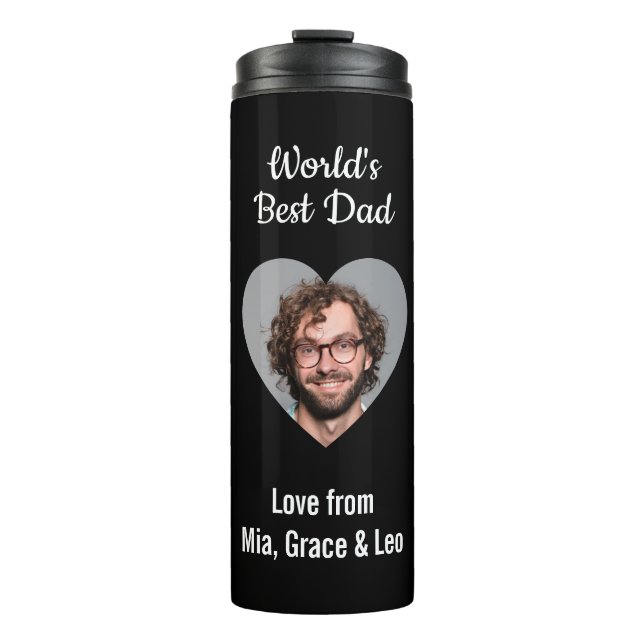 Best Dad Heart Photo Father's Day Face Photo Thermal Tumbler (Front)
