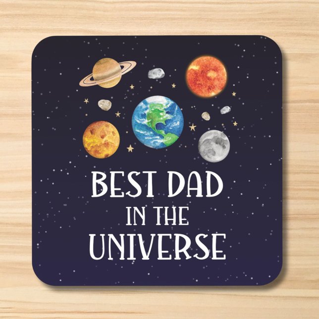 Best Dad in The Universe Funny Quote Fathers Day Coaster (Creator Uploaded)