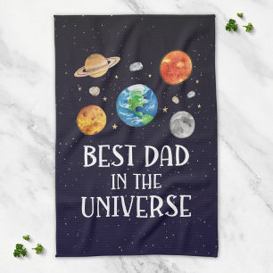 Best Dad in The Universe Quote Fathers Day Tea Towel