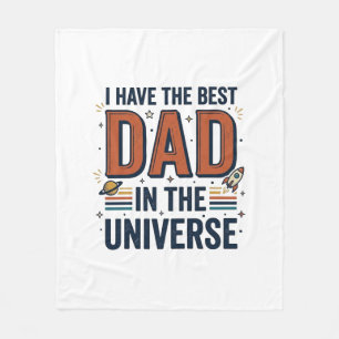 Best Dad in the Universe Space Vector Design_1 Fleece Blanket