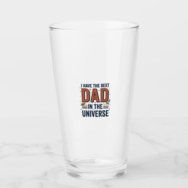 Best Dad in the Universe Space Vector Design_1 Glass (Front)