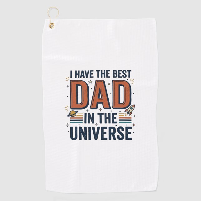 Best Dad in the Universe Space Vector Design_1 Golf Towel (Front)
