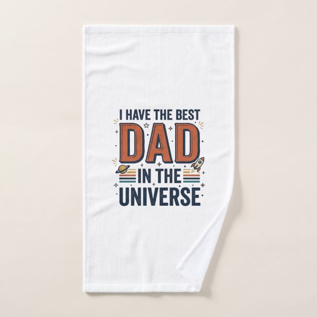 Best Dad in the Universe Space Vector Design_1 Hand Towel (Hand Towel)
