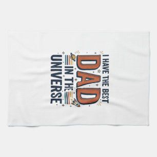 Best Dad in the Universe Space Vector Design_1 Tea Towel