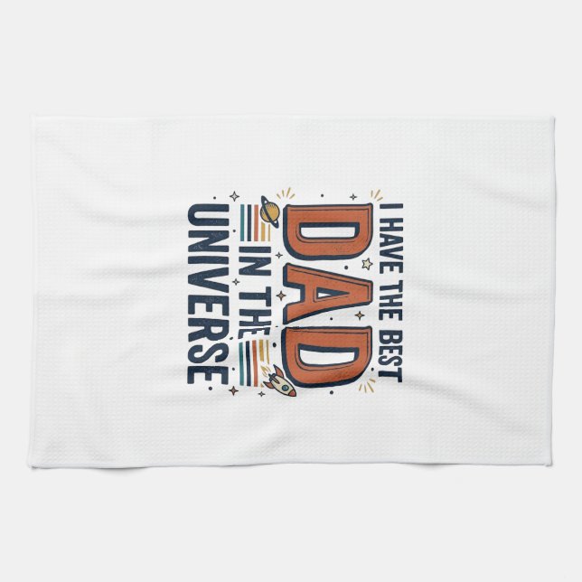 Best Dad in the Universe Space Vector Design_1 Tea Towel (Horizontal)
