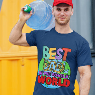 Best Dad In The Whole World Multicolor Earth Men's T-Shirt