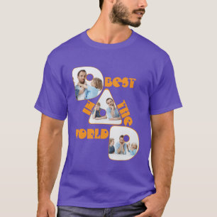 BEST DAD IN THE WORLD, 3 photos collage orange, T-Shirt