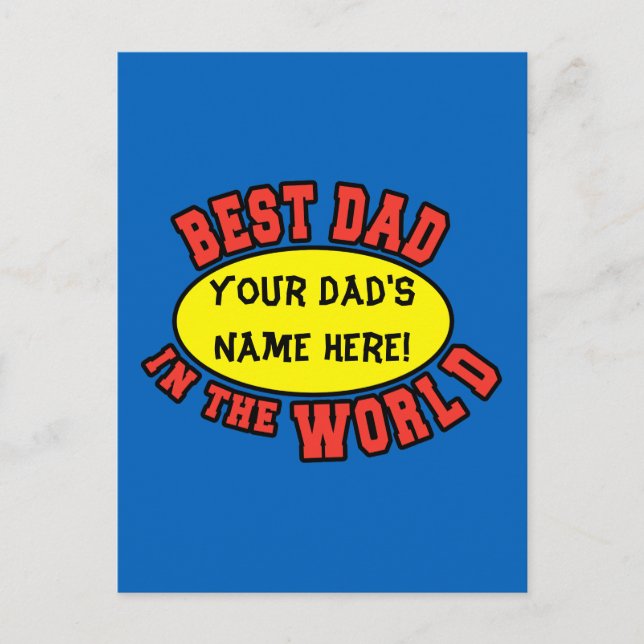 Best Dad in the World Customise Father's Day Postcard (Front)
