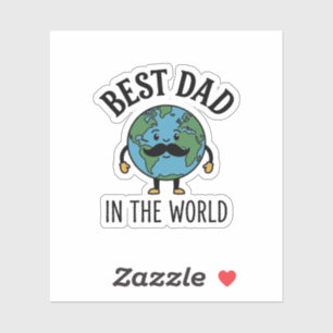 Best Dad in the World Earth Moustache Shirt Design