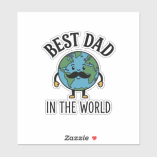 Best Dad in the World Earth Moustache Shirt Design