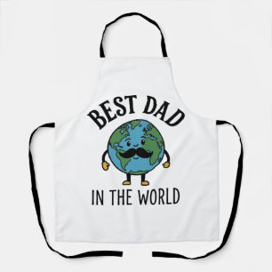 Best Dad in the World Earth Moustache Shirt Design Apron