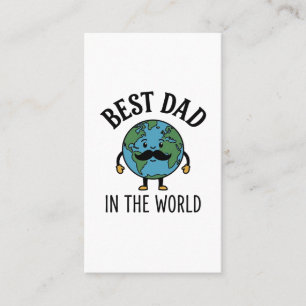 Best Dad in the World Earth Moustache Shirt Design Business Card