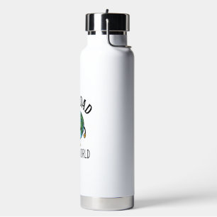 Best Dad in the World Earth Moustache Shirt Design Water Bottle