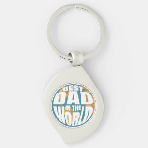 Best Dad in the World Father's Day Retro Earth Key Ring